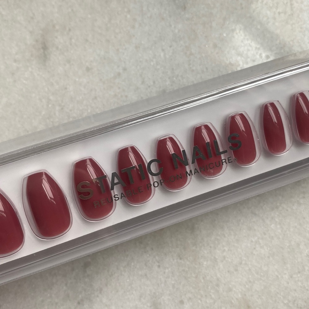 NEW Static Nails Press On Nails — Dusty Rose coffin